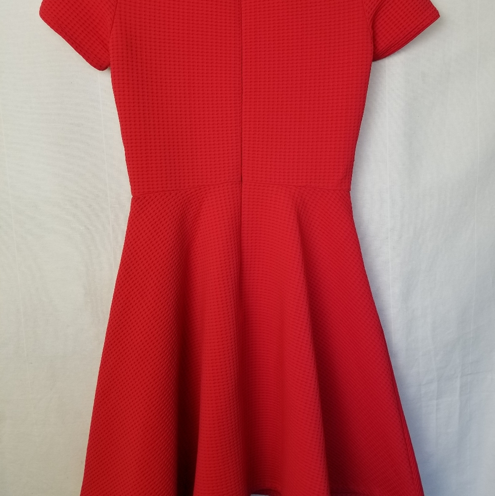Opening Ceremony Clos Textured Dress Cherry Red Short Sleeves Size Small - Picture 12 of 15